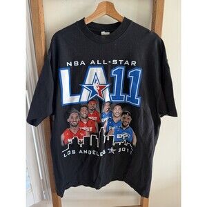 NBA All Star Game 2011 Black T Shirt Size XL Kobe, LeBron, KD, DRose, Dirk RARE